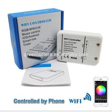 DC12V 24 V Wifi LEVOU Controlador RGB / RGBW / RGBWW 16 Milhões de cores de Música e Controle de Modo de Temporizador por IOS / Android smartphone